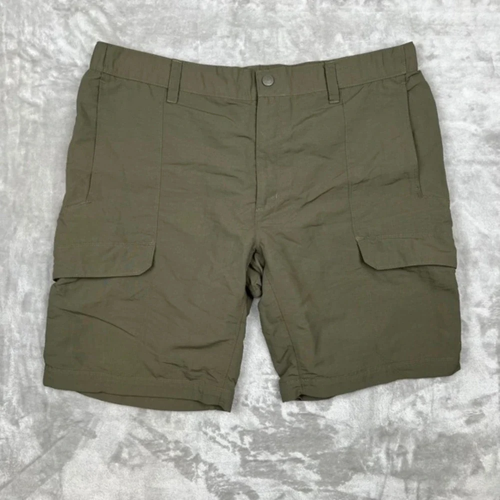 The North‎ Face Mens Cargo Shorts Olive Green Elastic Waist Size XL